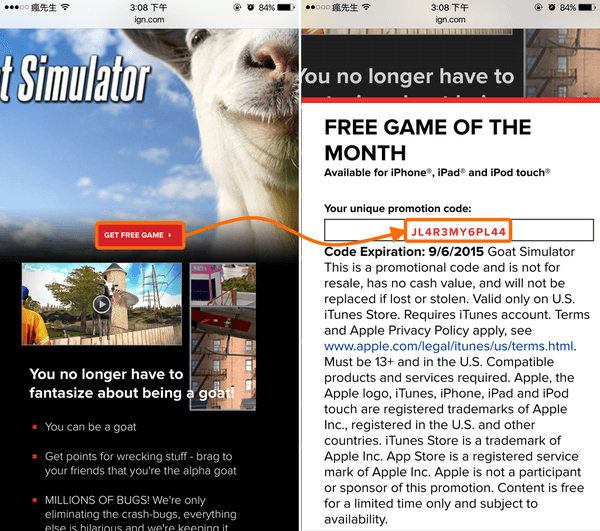 Iphone Ipad限時免費 Ign免費下載代碼 超級惡搞遊戲 模擬山羊goat Simulator 瘋先生