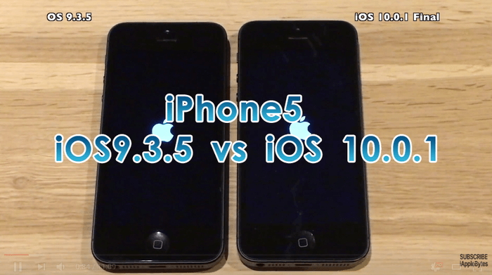 iphone5 iOS9 vs ios10 Running speed cover