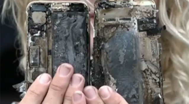 iphone 7 car fire burning
