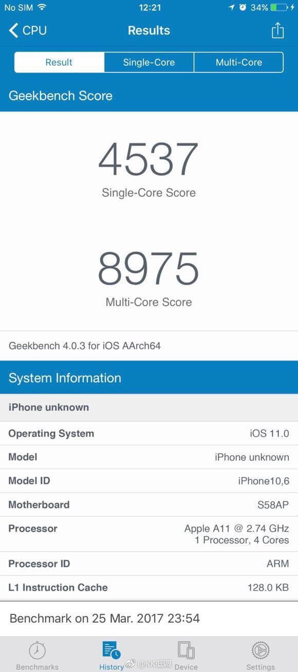 iphone 8 geekbench a11