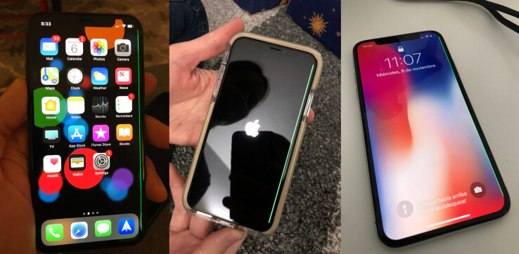 iphonex green line screen and cold