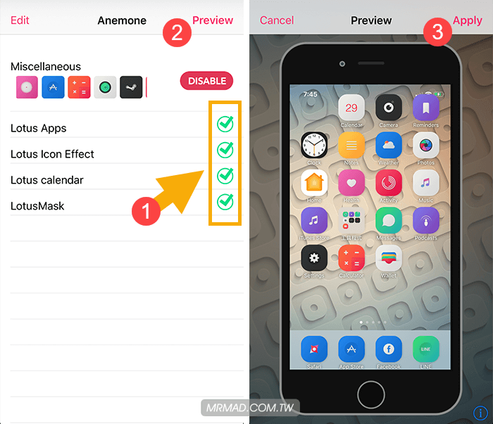 Electra theme Apply and replace 4