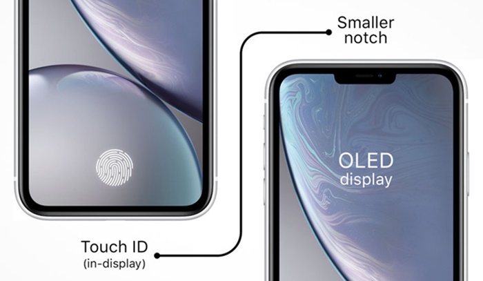 A new iPhone with Touch ID on screen will