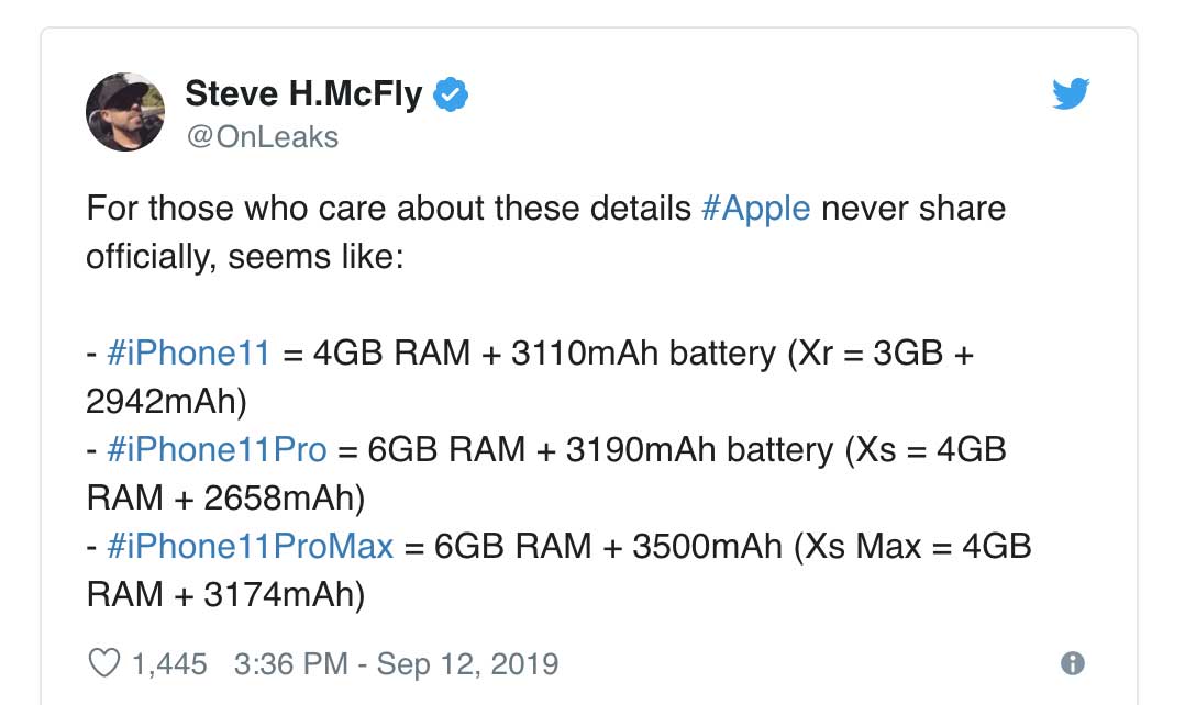 蘋果 iPhone 11 / iPhone 11 Pro / Pro Max 記憶體、電池容量全曝光1