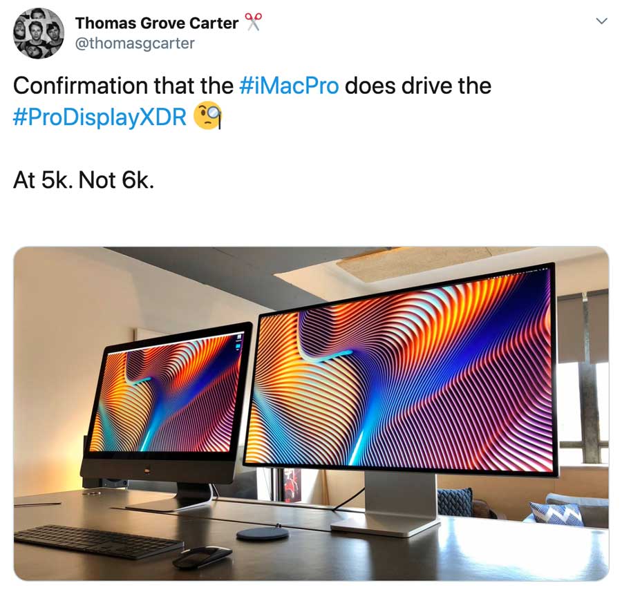 蘋果Pro Display XDR 螢幕連 iMac Pro 最高解析度只有5K