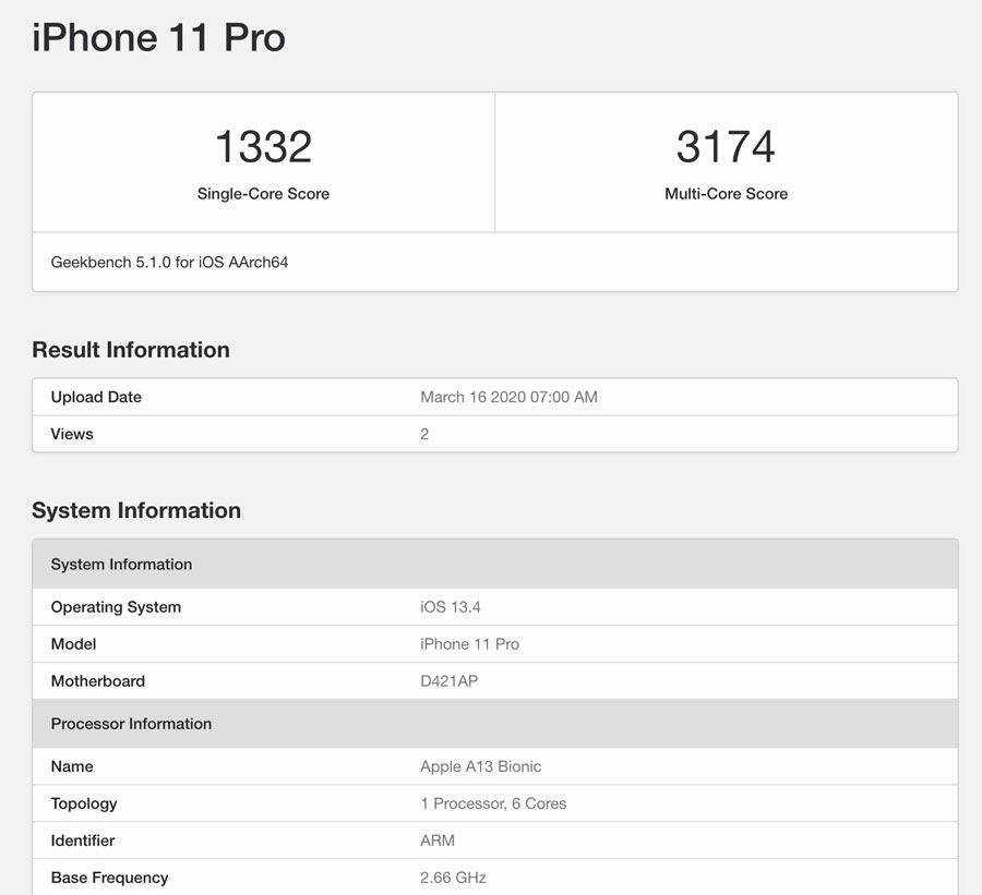 iPhone 11 Pro跑分