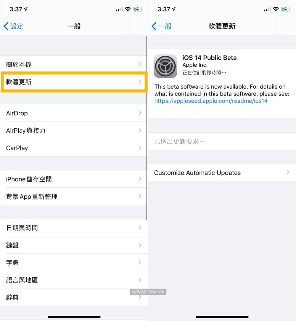 升級 iPadOS 14 / iOS 14 開發者測試版本教學4