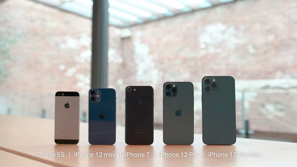 各款 iPhone 尺寸比較（圖片來源theverge）