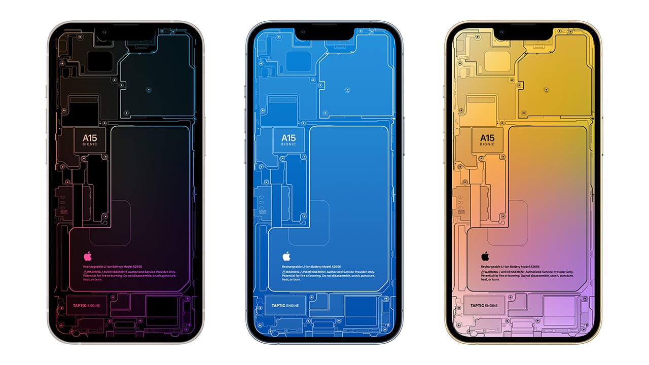 11張 iPhone 13 Pro 系列『彩色透視零件』桌布圖下載