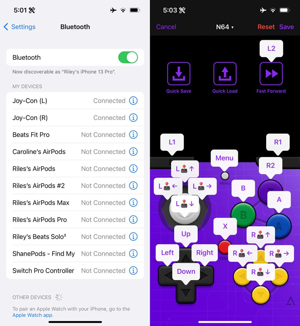 Apple開發者透過iOS 16 測試版發現iPhone支援任天堂Switch Joy-Con手把左右控制器