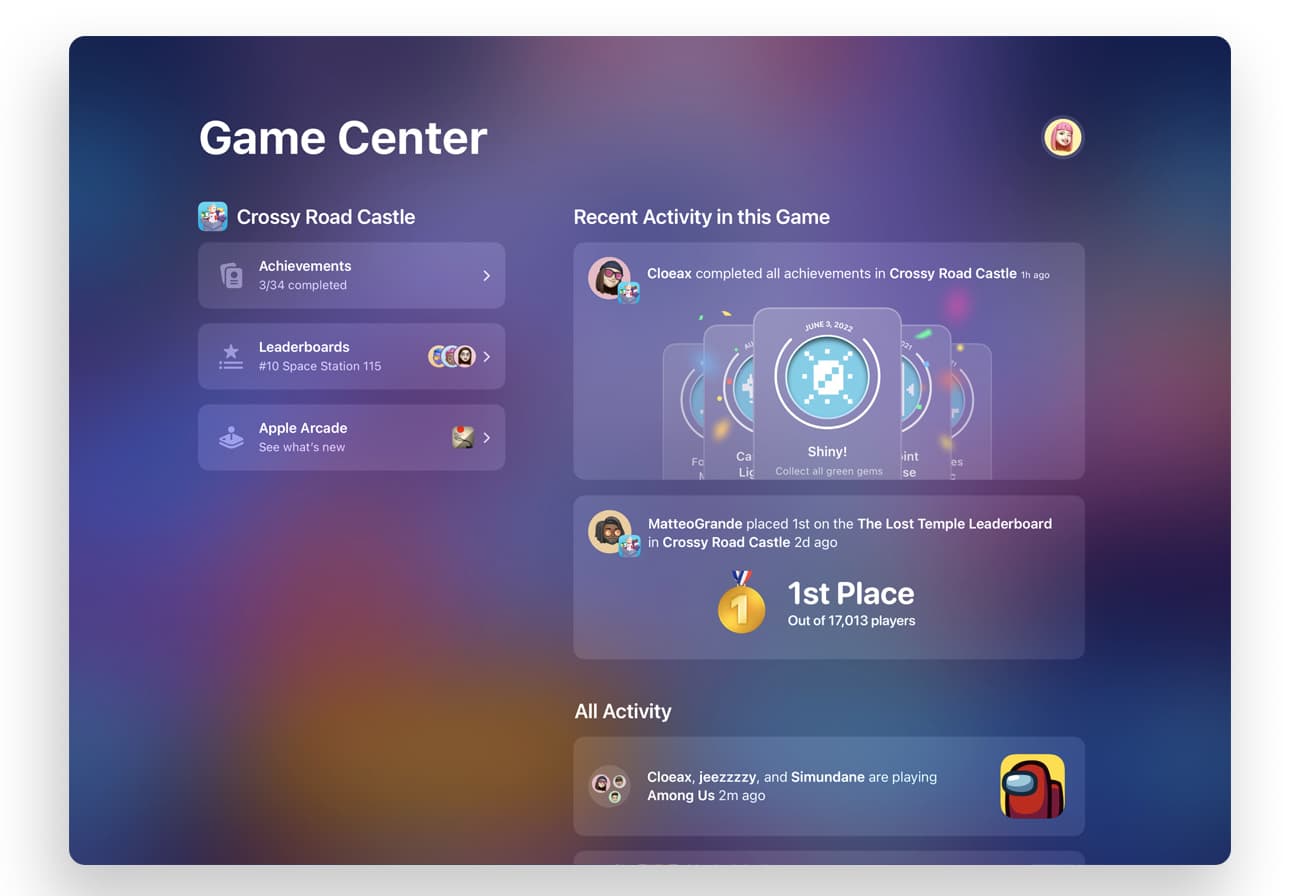 iOS 16 Game Center 活動頁面