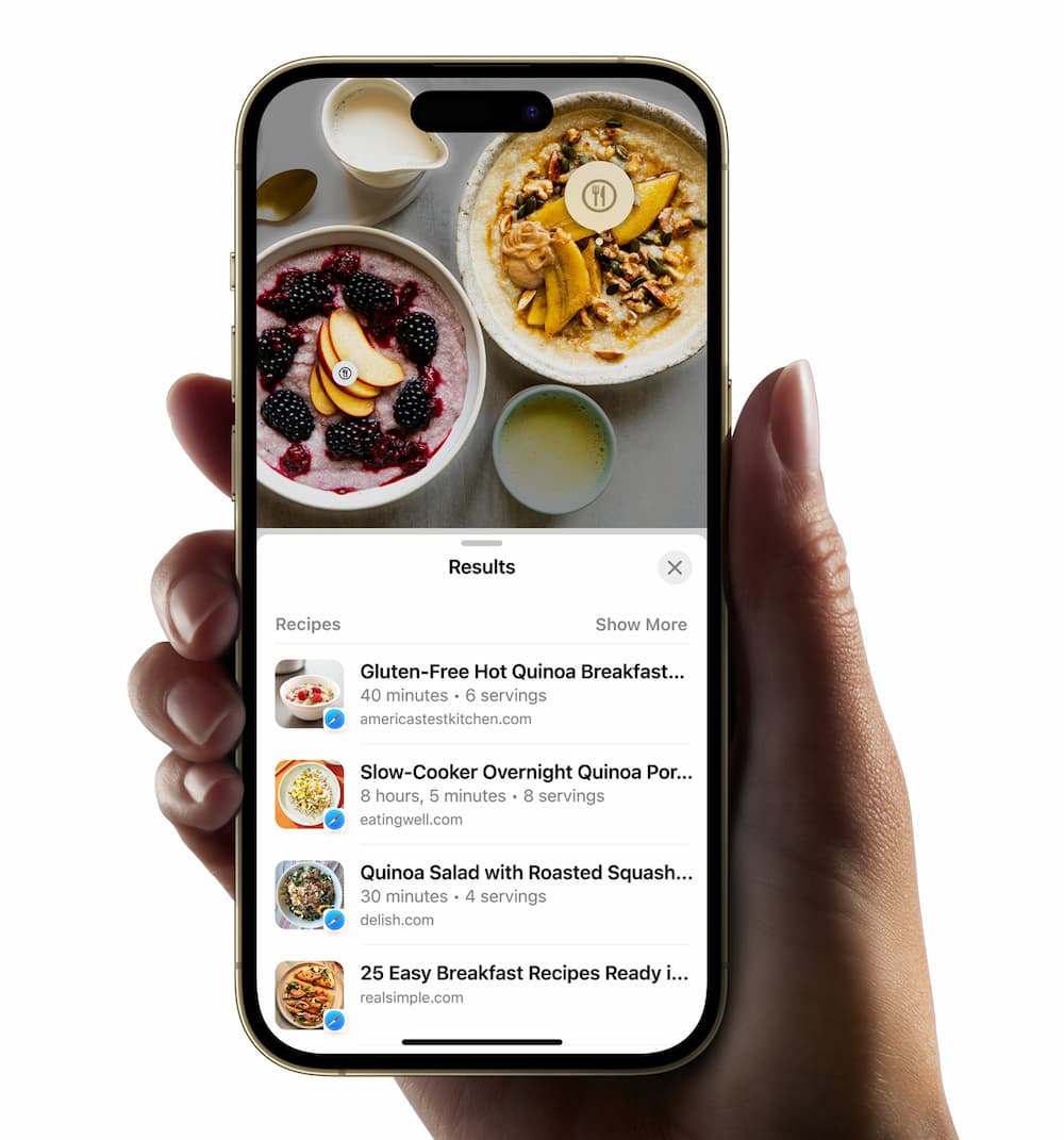 iOS 17 圖像查詢：支援食譜、影片