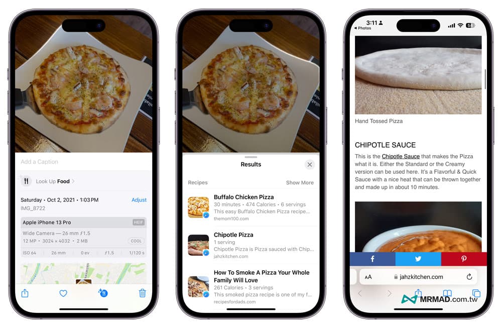iOS17照片新功能：照片支援尋找菜色食譜