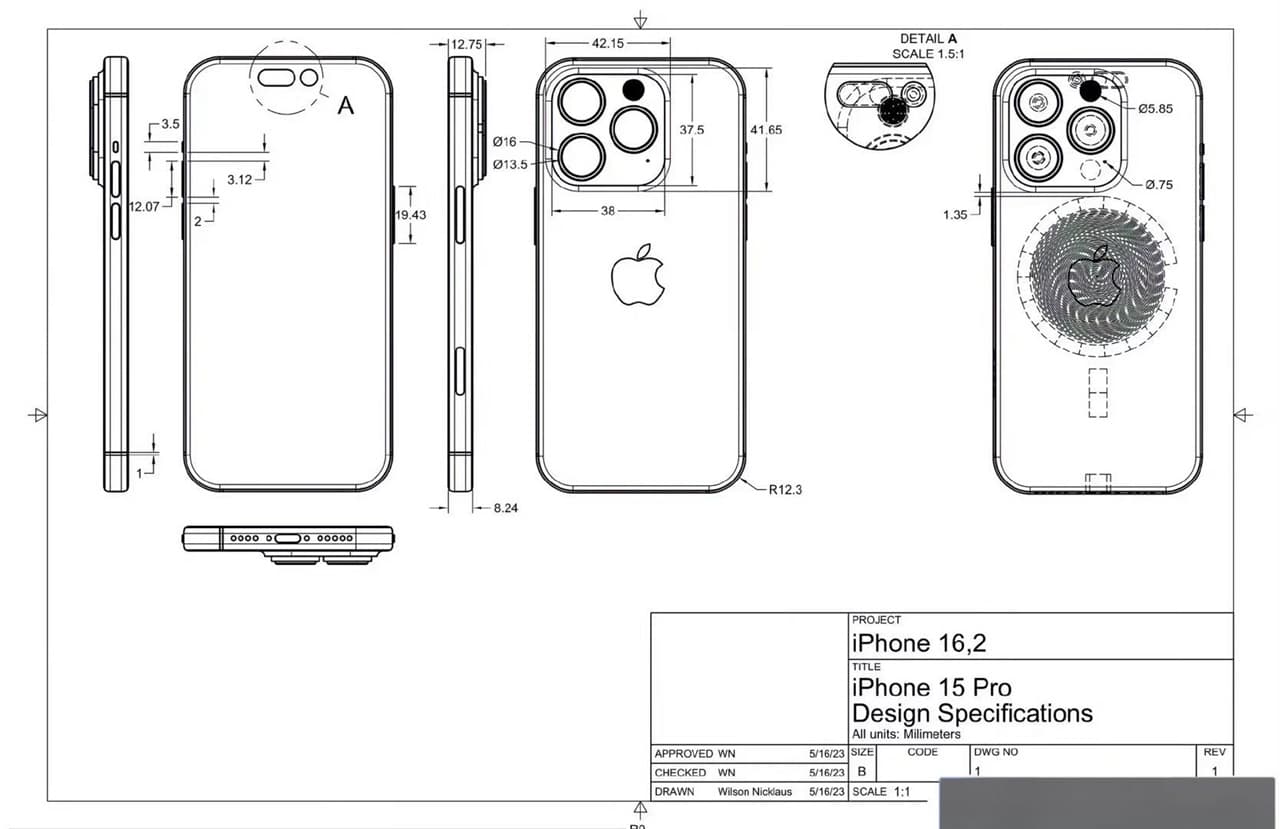 蘋果內部 iPhone 15 設計圖外洩！機身外觀、尺寸設計細節全面曝光