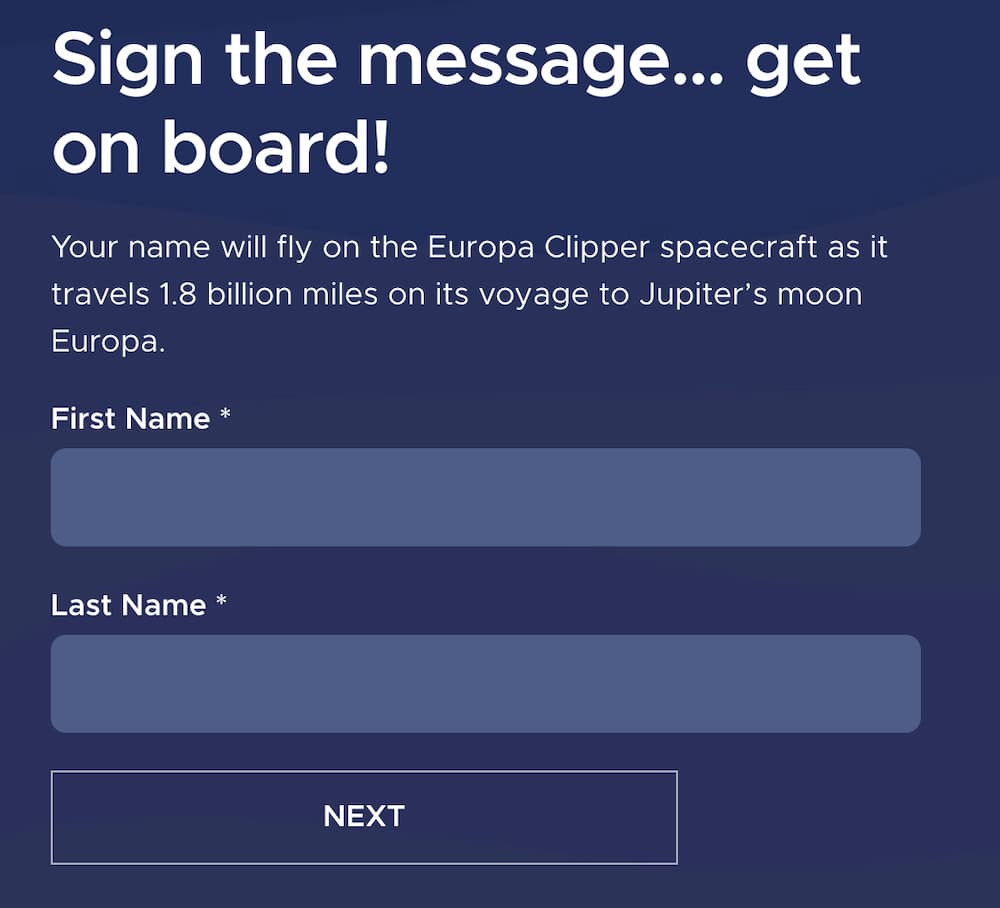 申請 NASA 將名字送上木星教學