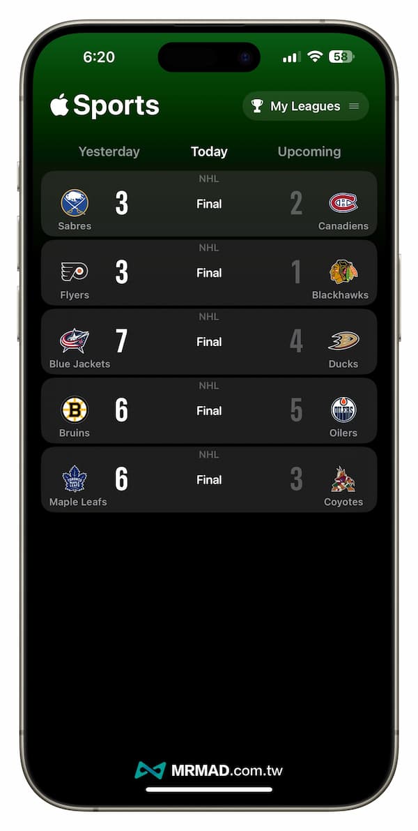 Apple Sport 即時體育賽事資訊 App