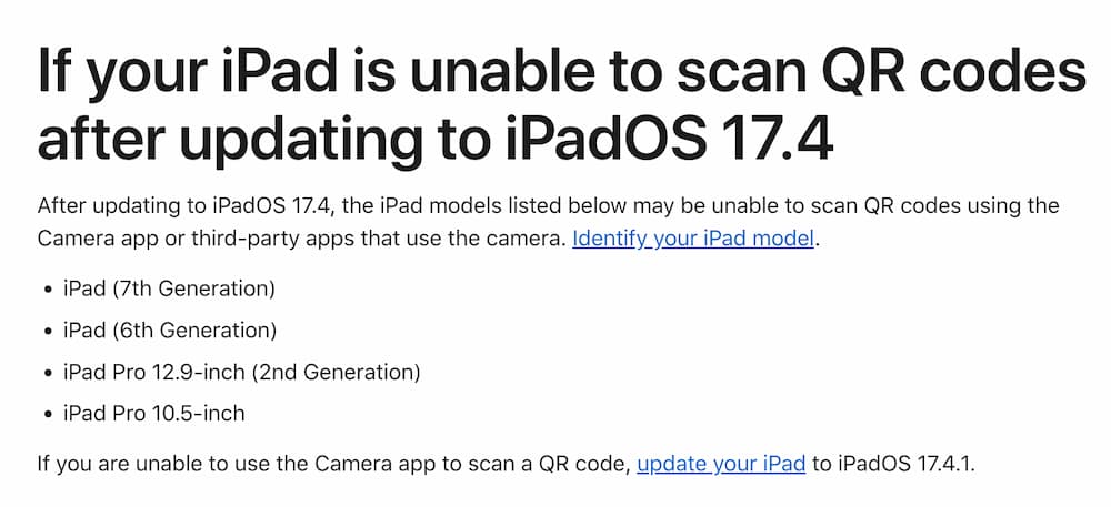 解決 iPadOS 無法掃瞄 QR Code 問題