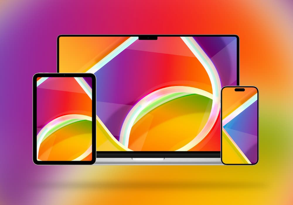 蘋果彩虹玻璃桌布下載（適合iPhone、iPad、Mac） 1
