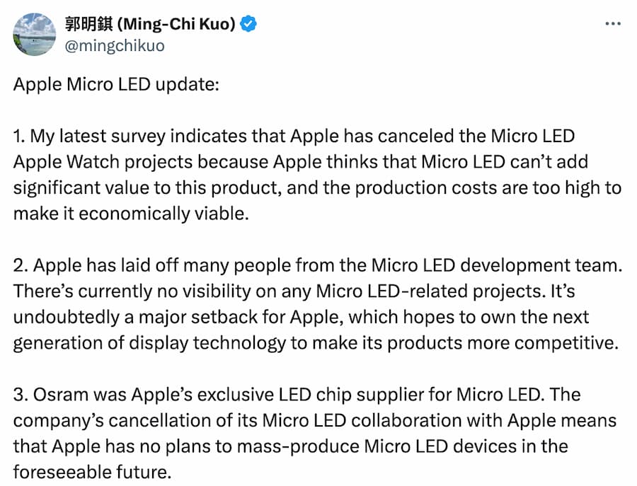 Micro LED 款 Apple Watch Ultra 被蘋果取消！背後有3大原因造成 2
