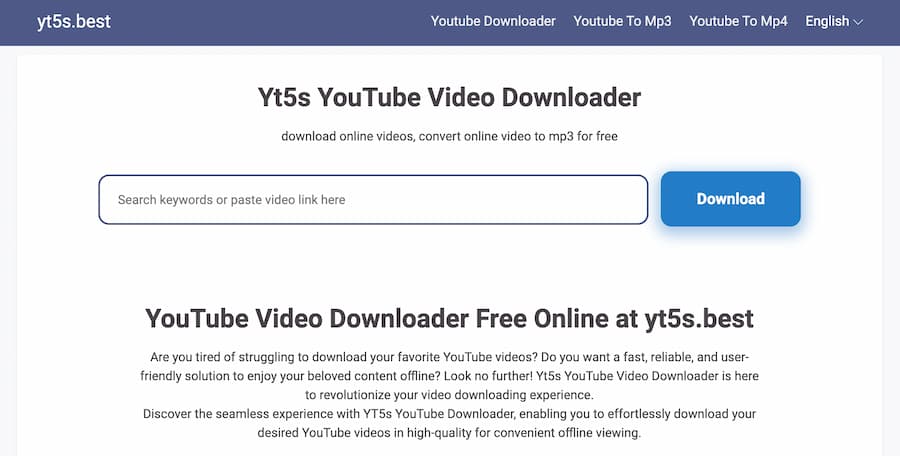 Yt5s免費下載YouTube影片與音樂