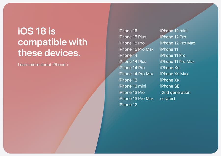 ios18 compatible ddevices