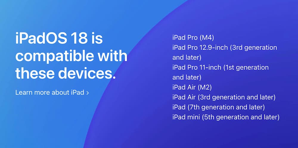 iPadOS 18支援機種設備清單整理