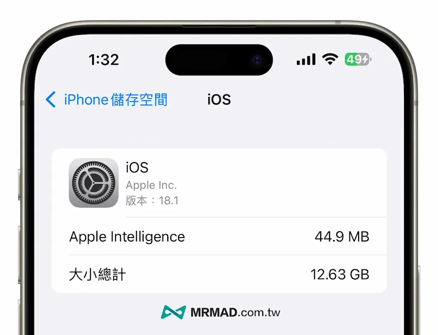 Apple Intelligence 空間佔用多大