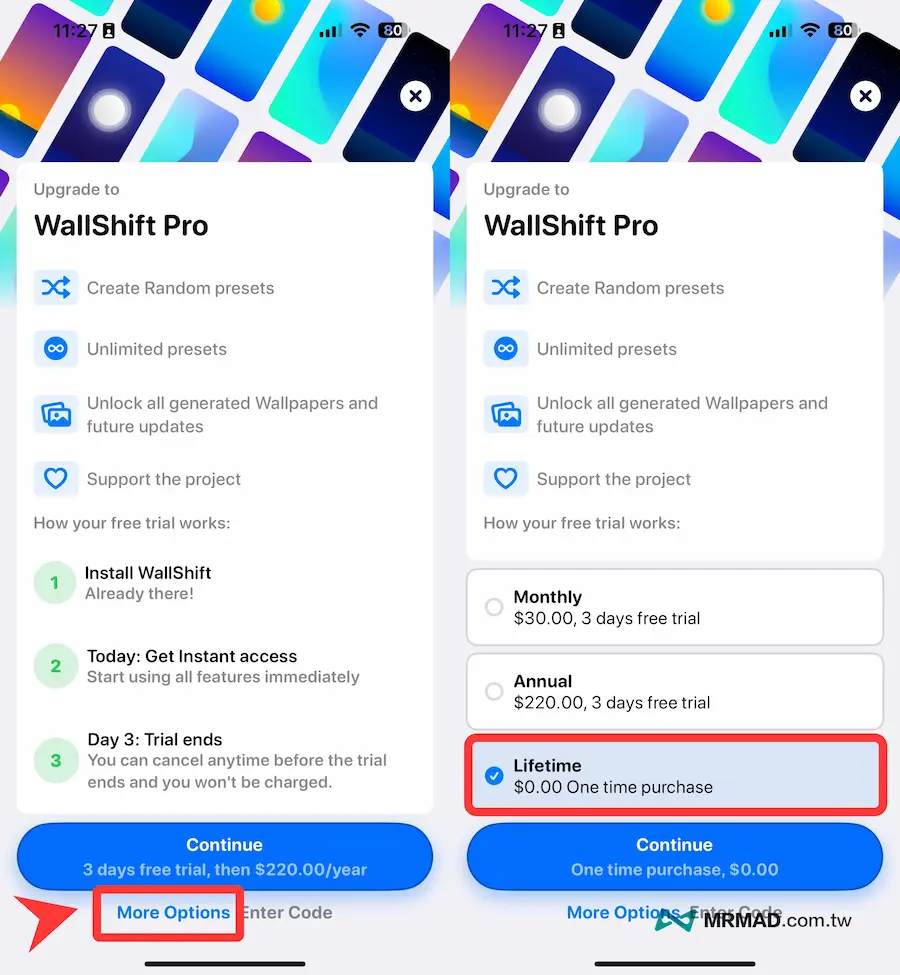 領取《Wallshift》限時免費終身版方式