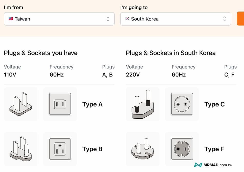 如何查詢全球各國插座和電壓規格資訊 2