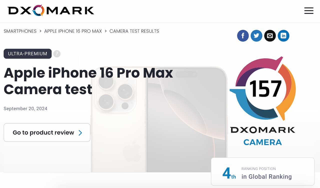 iPhone 16 Pro Max 相機評測出爐！DXOMARK：錄影表現全球第一