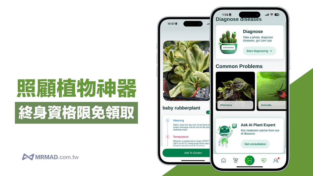 照顧植物APP終身資格限免！結合AI辨識花草生病診斷方式