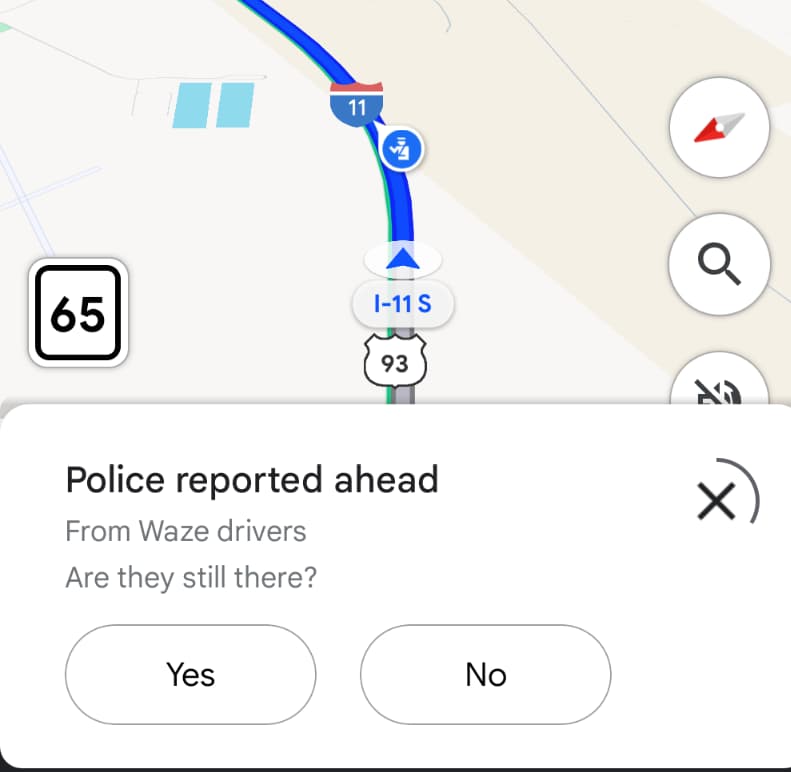 google maps police reported ahead a1