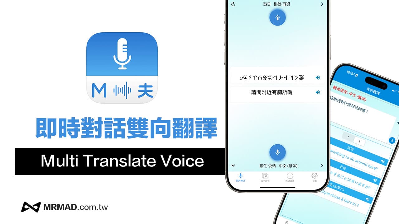 即時對話雙向翻譯Multi Translate限免！旅遊必備多國語音翻譯APP