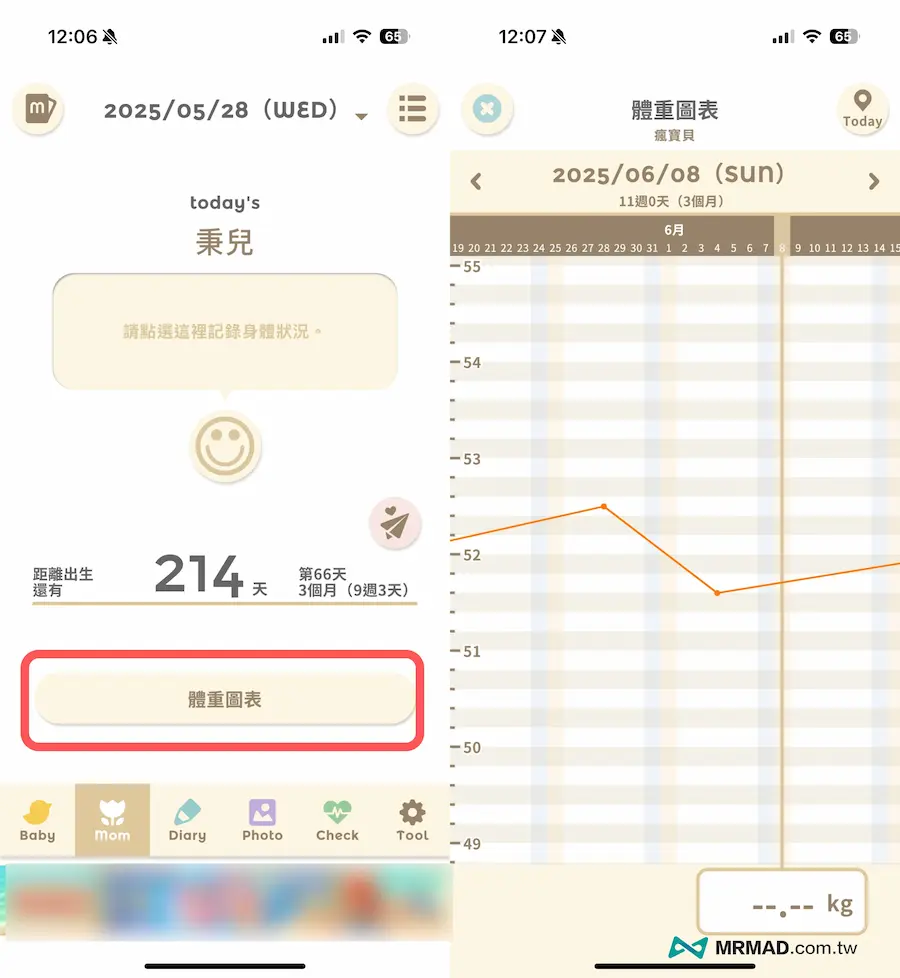 懷孕APP技巧8：孕期體重變化