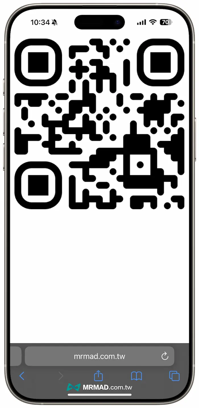 Safari瀏覽器內建QR Code掃描
