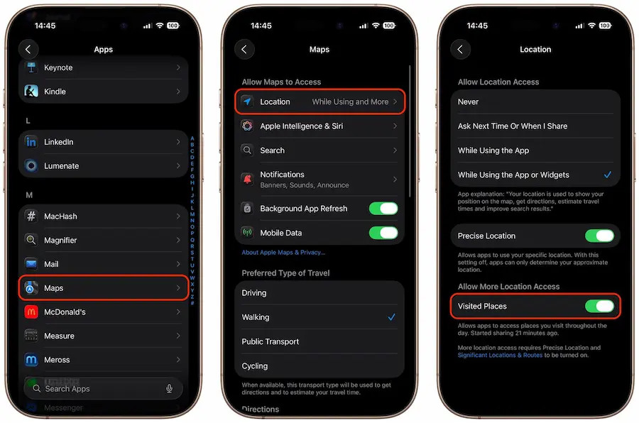 如何關閉iPhone內建地圖造訪過的地點紀錄 1