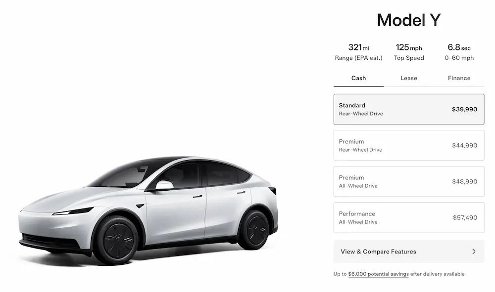 Tesla Model Y車型全面更新：標準版到高性能版