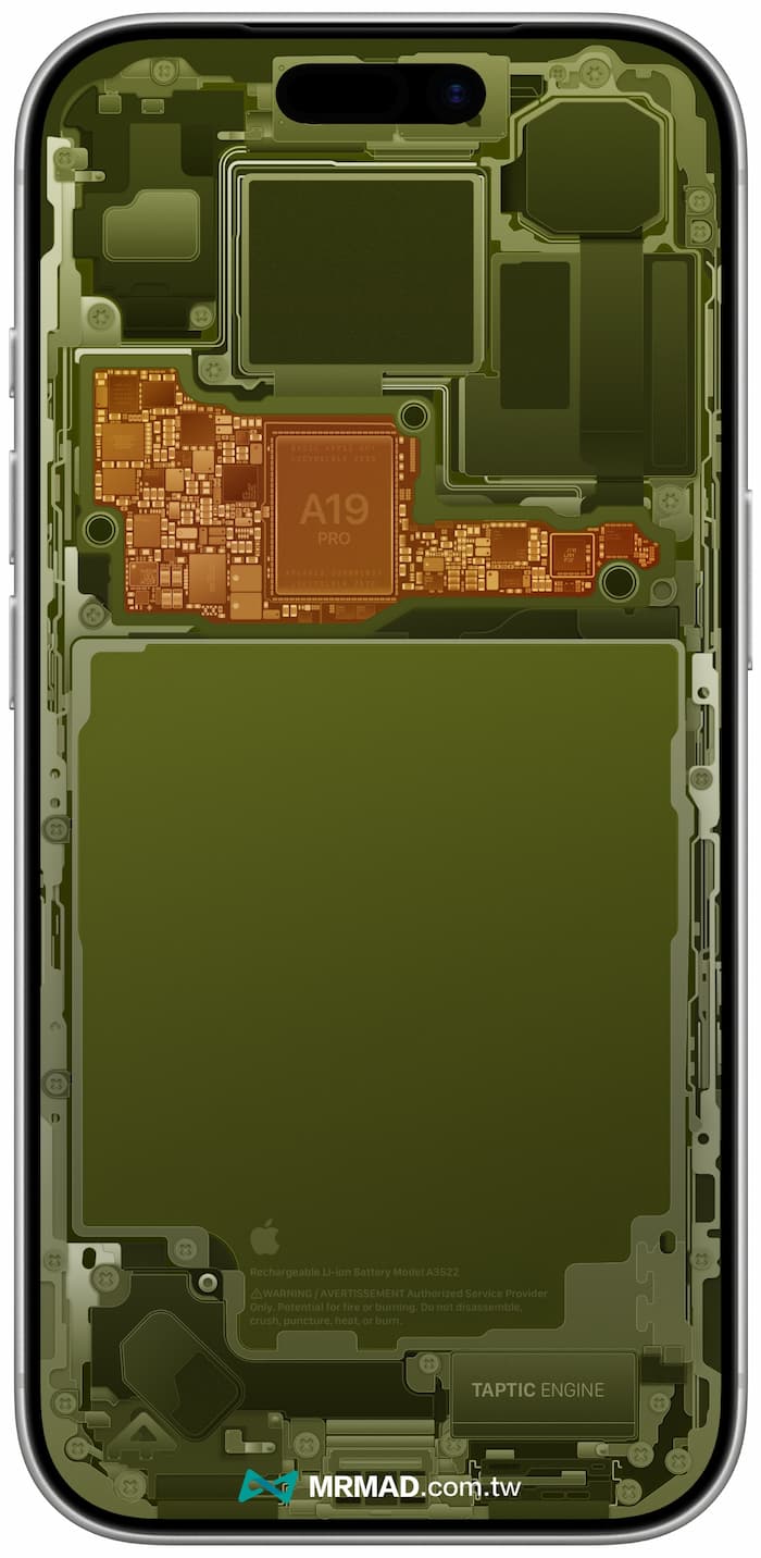 iPhone 17 Pro零件透明桌布綠色款