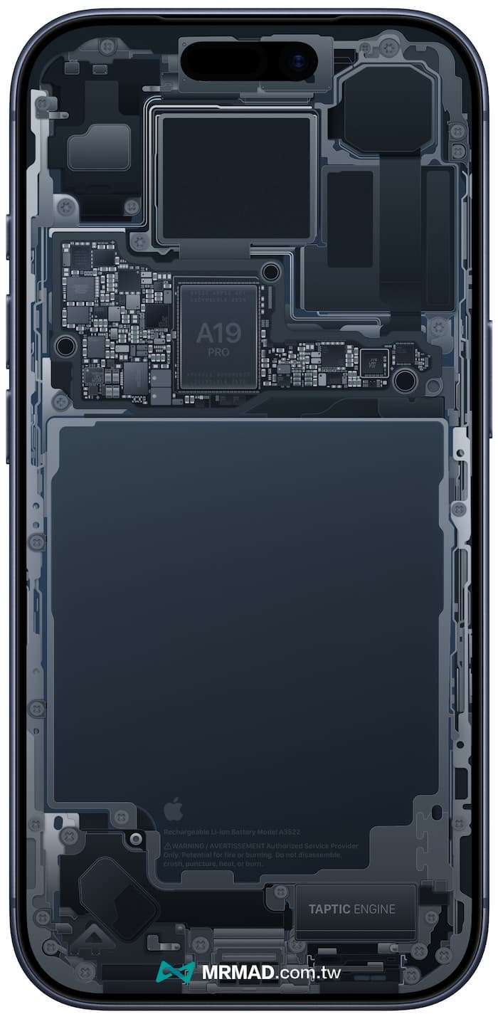 iPhone 17 Pro零件透明桌布藍色款