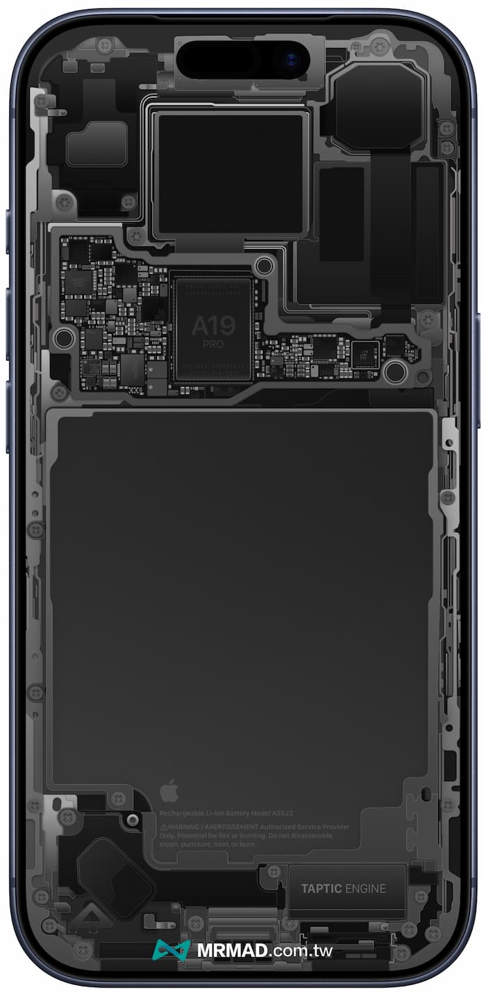 iPhone 17 Pro零件透明桌布黑色款