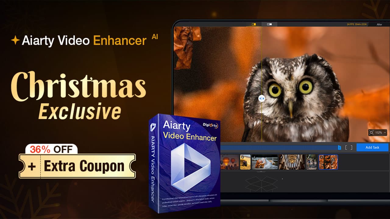 聖誕Aiarty Video Enhancer終身授權必收!AI影片畫質修復優惠碼領取