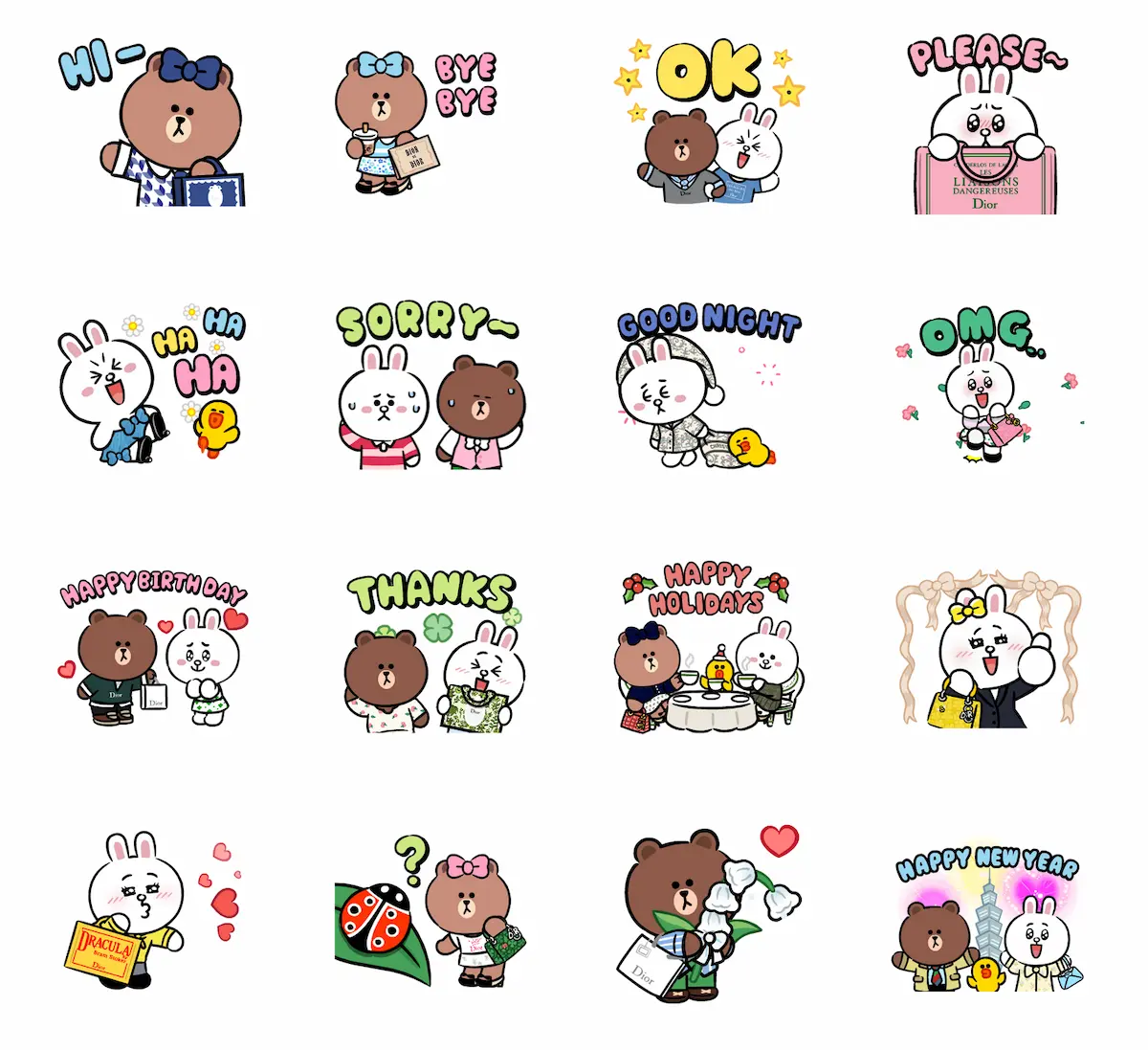DIOR × LINE FRIENDS 限定貼圖