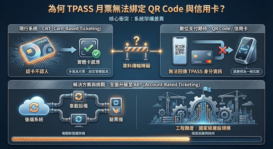 TPASS月票為何無法支援QR Code乘車碼與信用卡