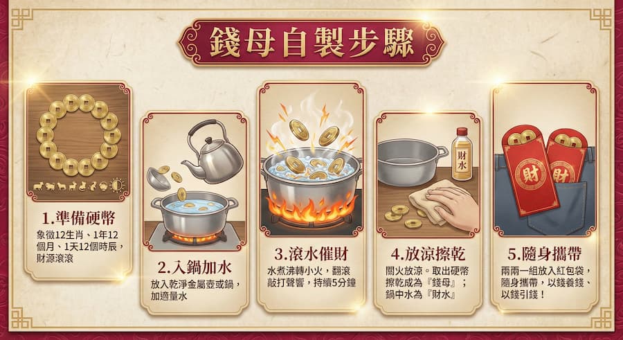 自製錢母和財水方法