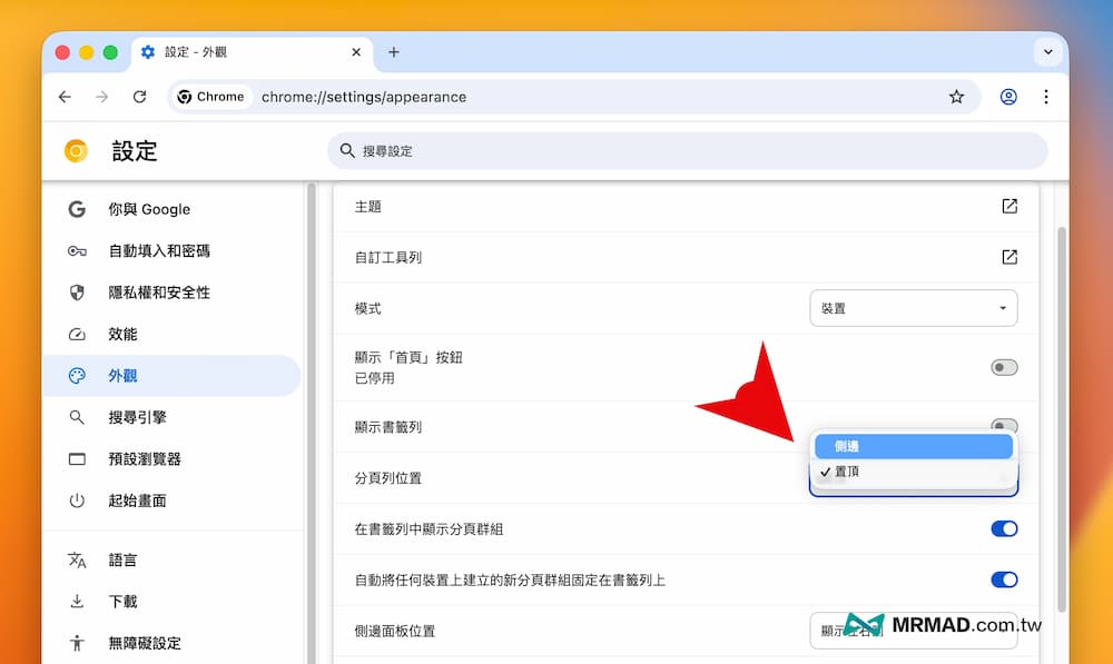 如何開啟Chrome垂直分頁功能（免外掛） 5