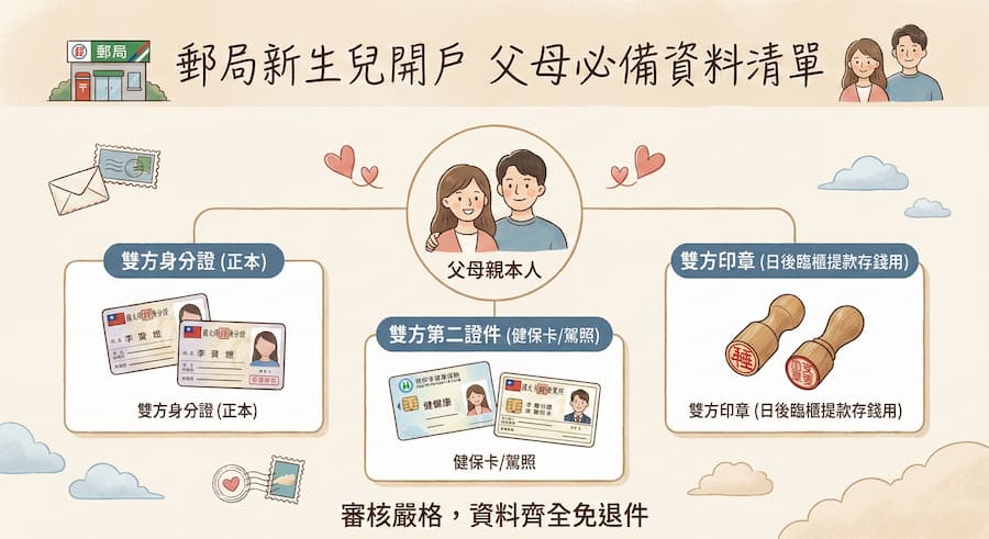 郵局新生兒開戶要帶什麼 1