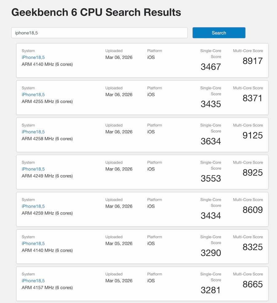 apple iphone 17e performance a1