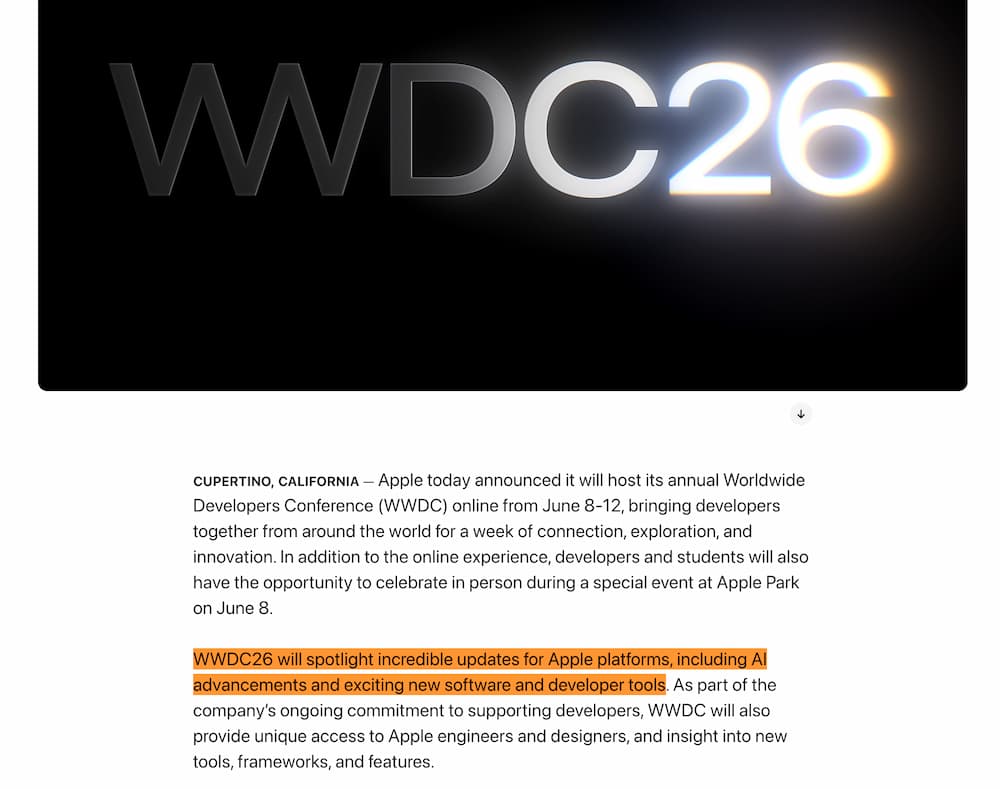 WWDC26開發者大會活動重點提前一覽