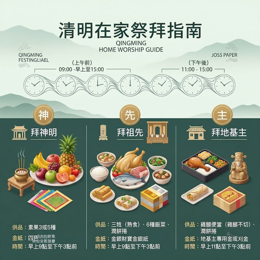 清明在家祭拜時間、供品和金紙