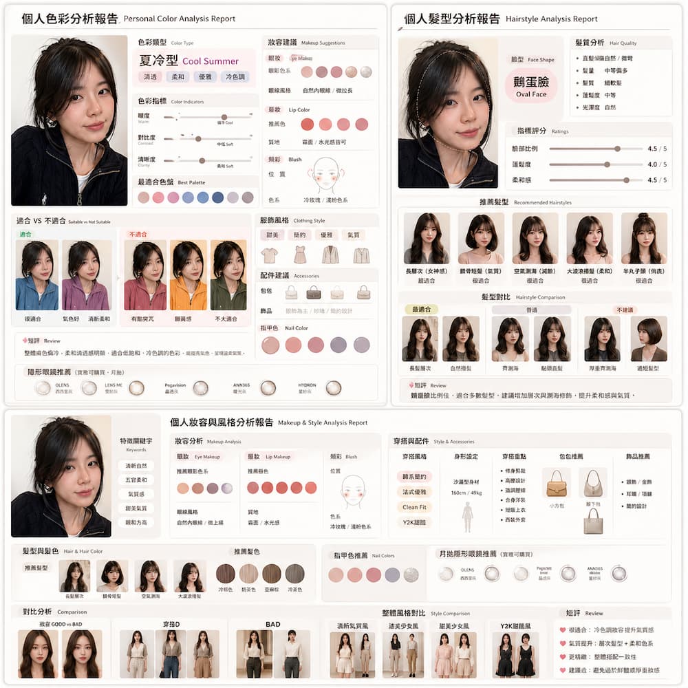 ChatGPT個人色彩髮型妝容和穿搭分析報告指令